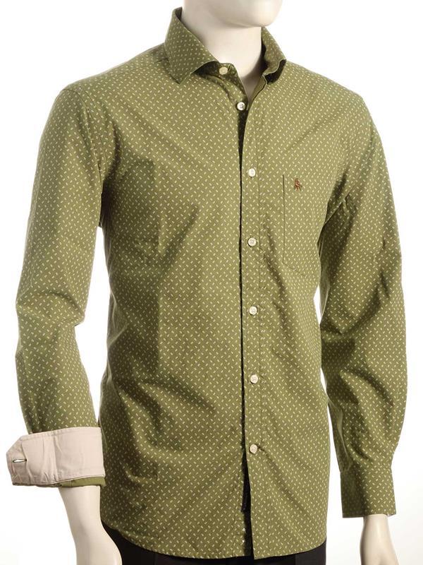 Aaron Green Printed Full sleeve single cuff   Cotton Shirt