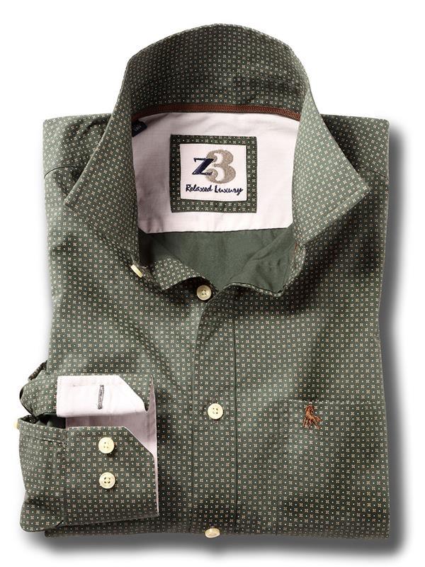 Modric Green Printed Full sleeve single cuff   Cotton Shirt