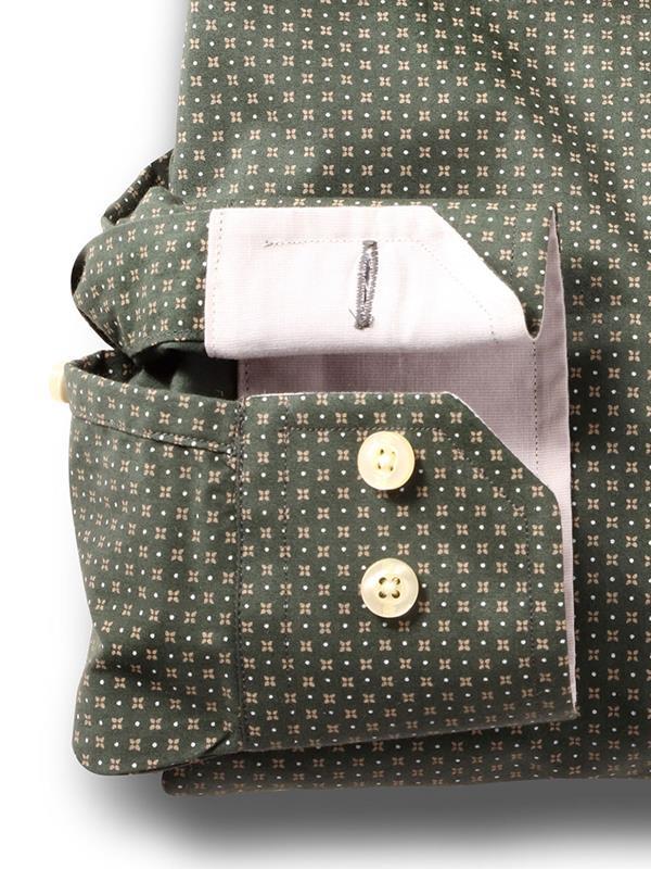 Modric Green Printed Full sleeve single cuff   Cotton Shirt