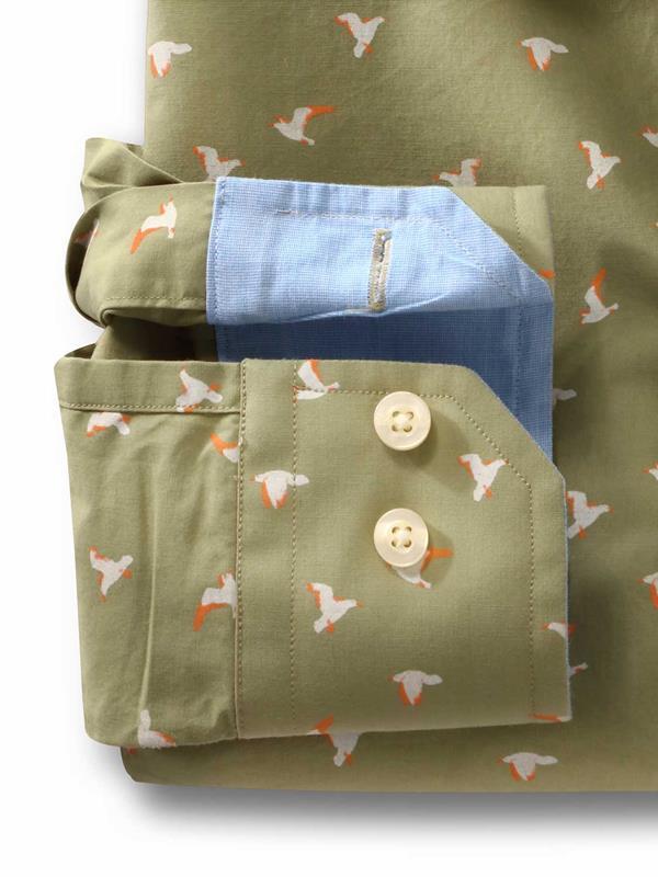 Egret Green Printed Full sleeve single cuff   Cotton Shirt