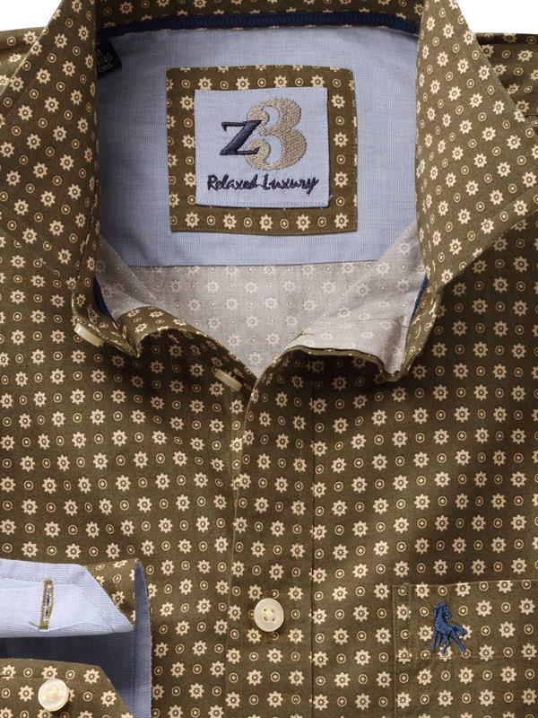 Lopez Green Printed Full sleeve single cuff   Cotton Shirt