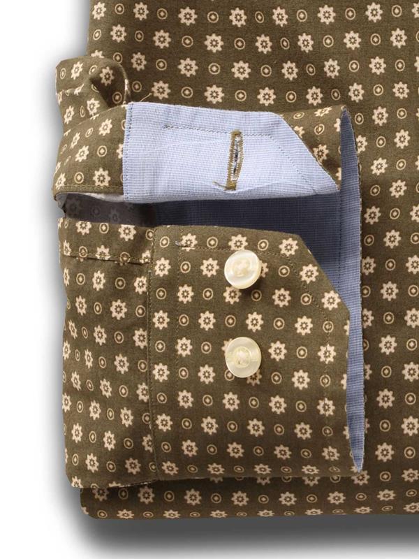 Lopez Green Printed Full sleeve single cuff   Cotton Shirt