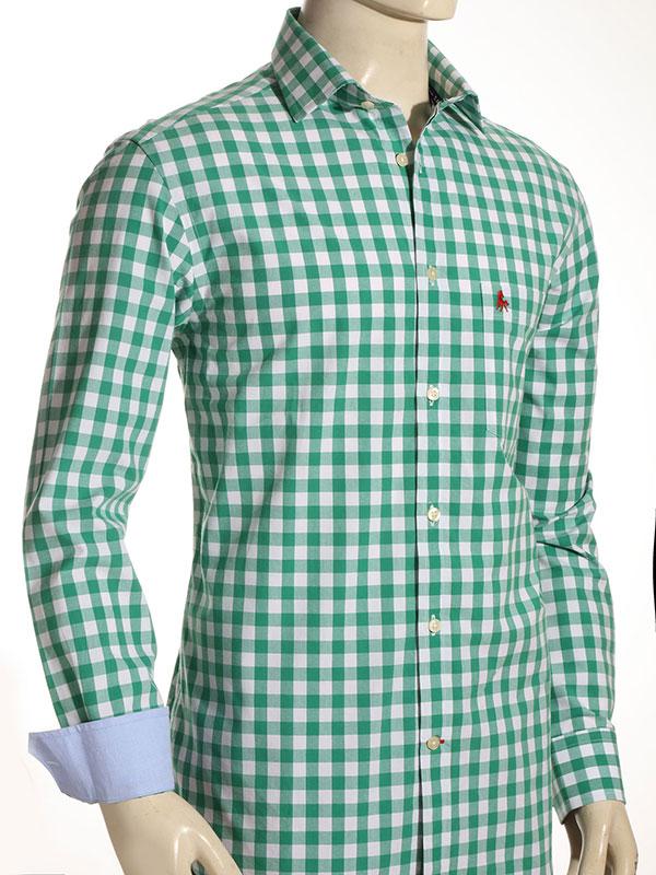 Cordoba Green Check Full sleeve single cuff   Cotton Shirt
