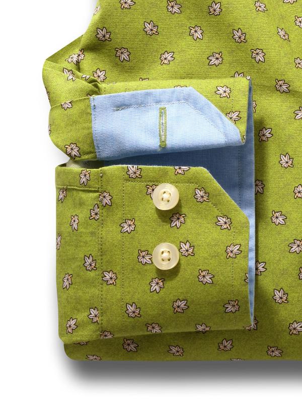 Maple Green Printed Full sleeve single cuff   Cotton Shirt