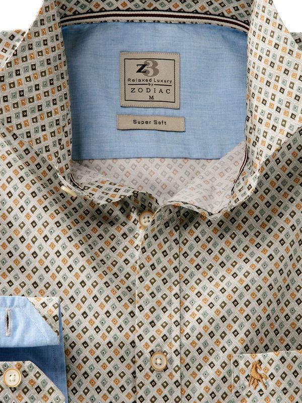 Starfire Green Printed Full sleeve single cuff   Cotton Shirt