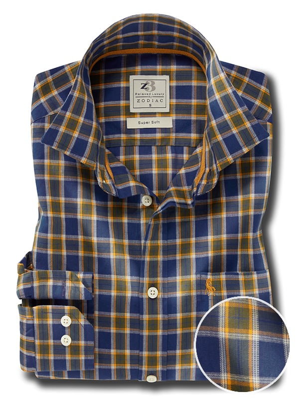 Jadon Herringbone Green Check Full Sleeve Tailored Fit Casual Cotton Shirt