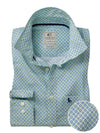 Volos Slub Green Printed Full Sleeve Tailored Fit Casual Cotton Shirt
