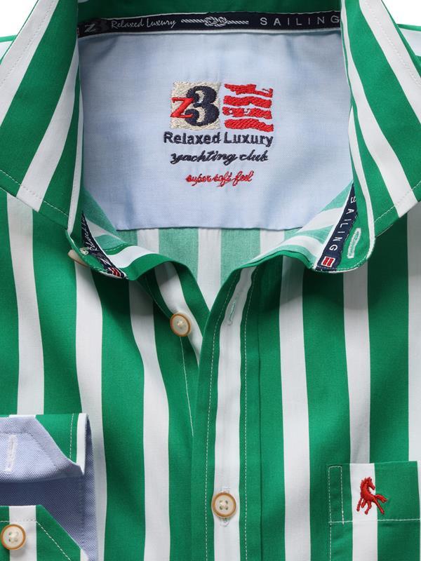 Sevilla Green Striped Full sleeve single cuff   Cotton Shirt