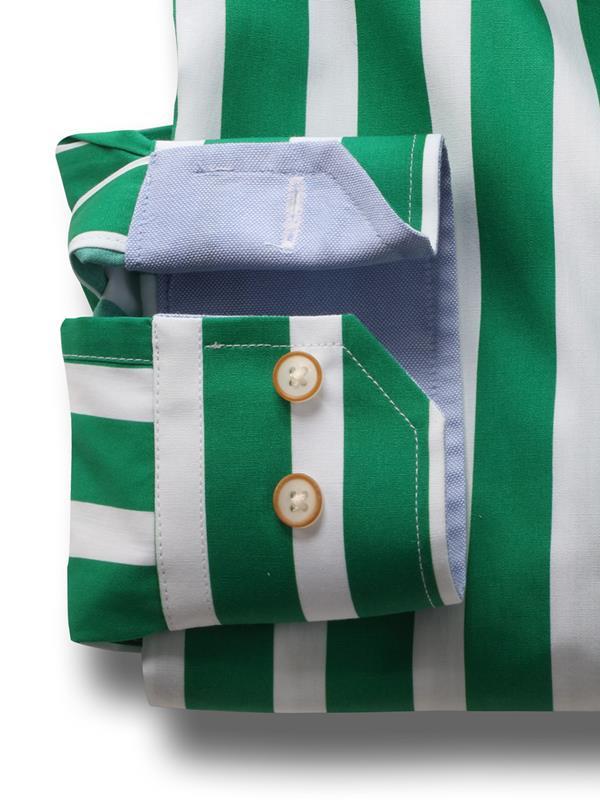 Sevilla Green Striped Full sleeve single cuff   Cotton Shirt