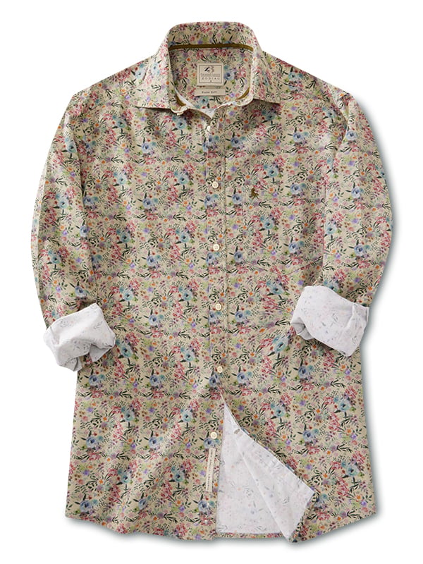 Djoko Green Printed Full Sleeve Tailored Fit Casual Cotton Shirt