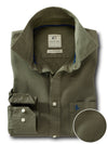 Draper Twill Garment Dyed Green Solid Full Sleeve Tailored Fit Casual Cotton Shirt