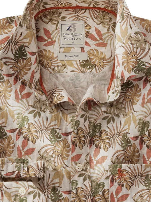 Jannik Slub Green Printed Full Sleeve Tailored Fit Casual Blended Shirt