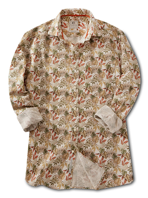 Jannik Slub Green Printed Full Sleeve Tailored Fit Casual Blended Shirt
