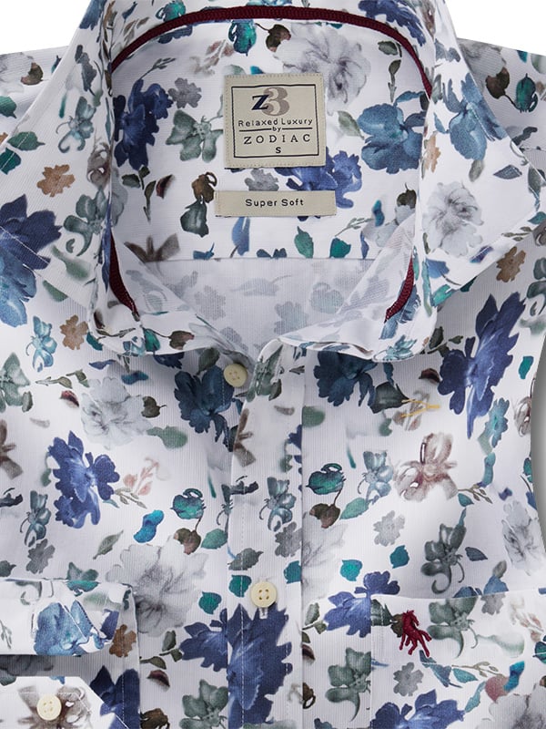 Hierro Bedford Grey Printed Full Sleeve Tailored Fit Casual Cotton Shirt