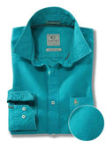 Manchester Oxford Organic Cotton Jade Solid Full Sleeve Tailored Fit Casual Shirt