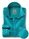 Manchester Oxford Organic Cotton Jade Solid Full Sleeve Tailored Fit Casual Shirt