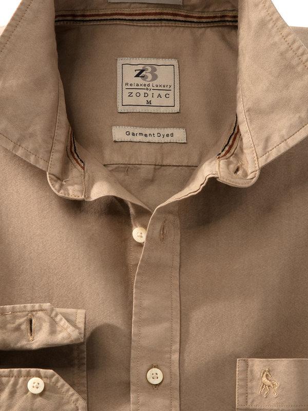 Ramos Khaki Solid Full sleeve single cuff   Cotton Shirt