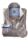 Egret Light Grey Printed Full sleeve single cuff   Cotton Shirt