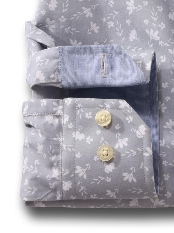 Mulanay Light Grey Printed Full sleeve single cuff   Cotton Shirt