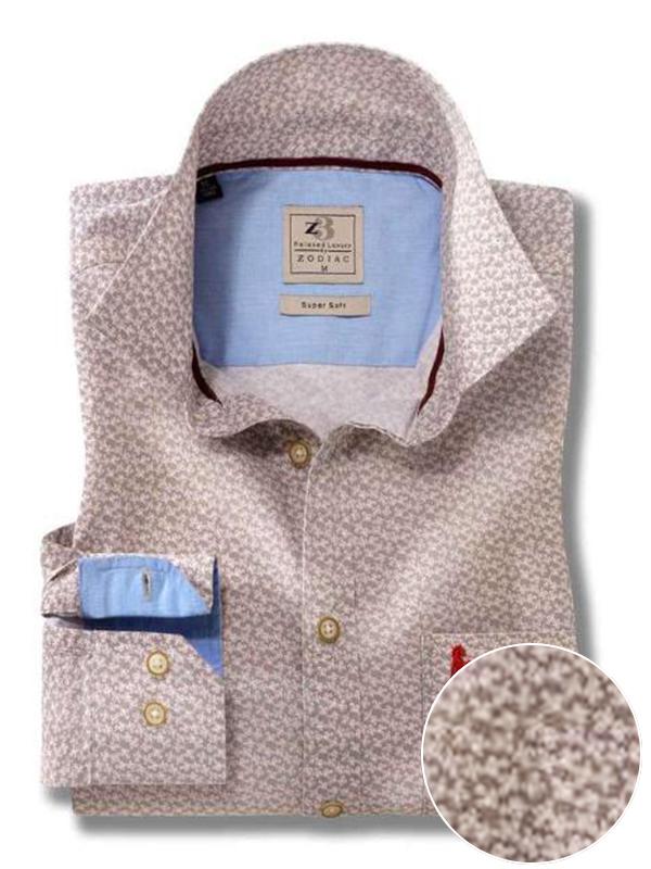 Aston Light Grey Printed Full sleeve single cuff   Cotton Shirt