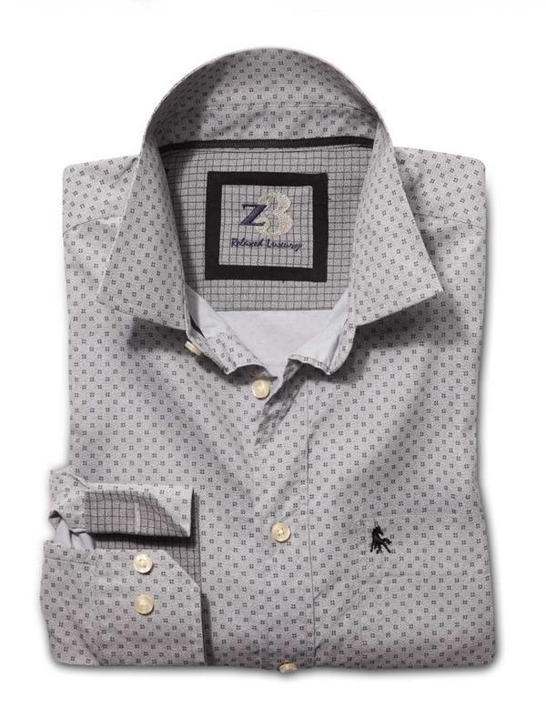 Chicha Light Grey Printed Full sleeve single cuff   Cotton Shirt