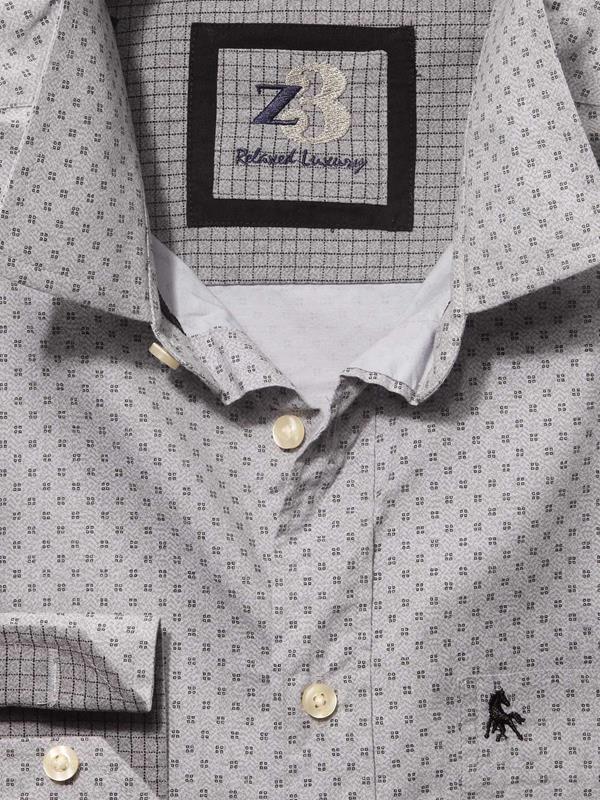 Chicha Light Grey Printed Full sleeve single cuff   Cotton Shirt