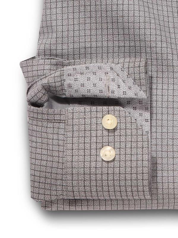 Kvass Light Grey Check Full sleeve single cuff   Cotton Shirt