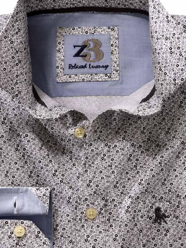 Ditsy Light Grey Printed Full sleeve single cuff   Cotton Shirt