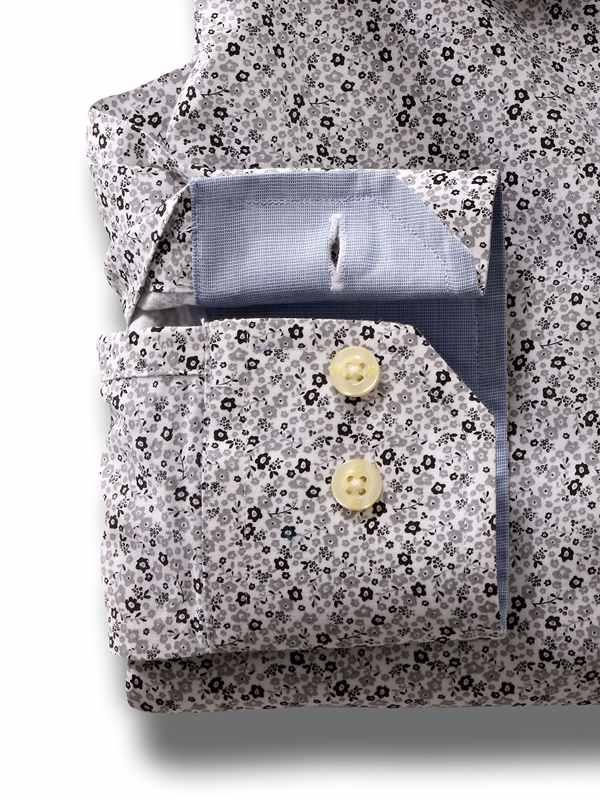 Ditsy Light Grey Printed Full sleeve single cuff   Cotton Shirt