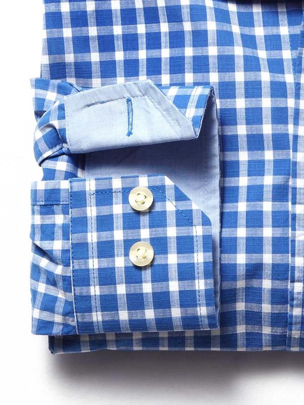 Crowe Medium Blue Check Cotton Shirt