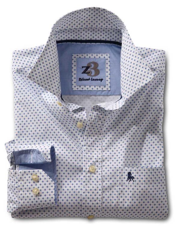 Vincent Medium Blue Printed Cotton Shirt