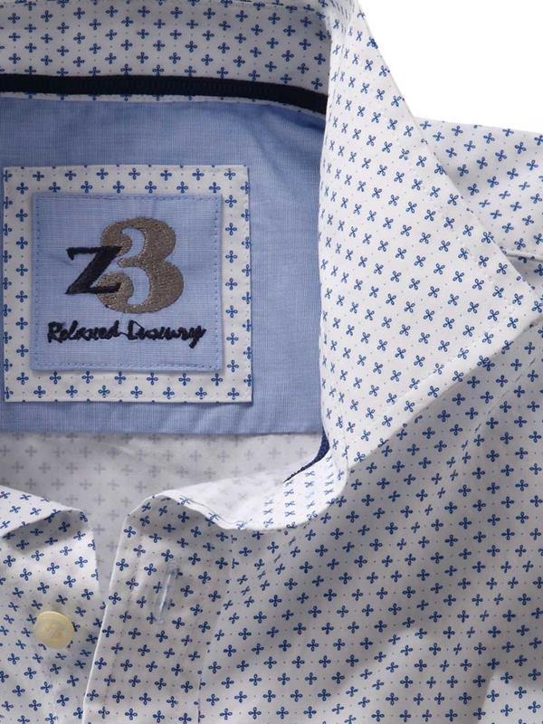 Vincent Medium Blue Printed Cotton Shirt