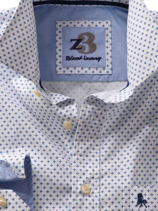 Vincent Medium Blue Printed Cotton Shirt