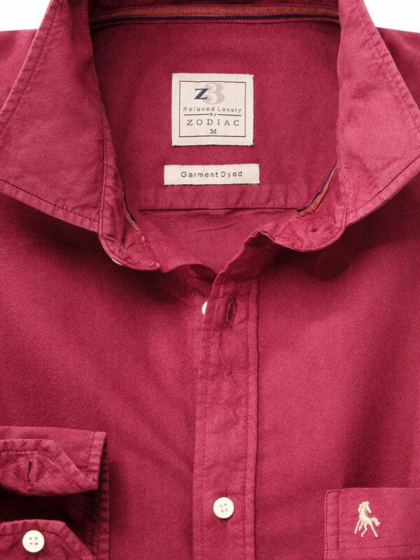 Ramos Maroon Solid Full sleeve single cuff   Cotton Shirt