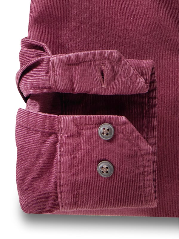 Rooney Corduroy Garment Dyed Maroon Full Sleeve Tailored Fit Casual Cotton Shirt