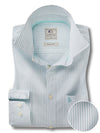 Silba Oxford Mint Striped Full Sleeve Tailored Fit Casual Cotton Shirt