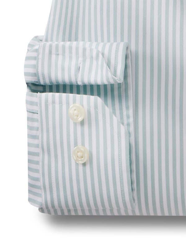 Silba Oxford Mint Striped Full Sleeve Tailored Fit Casual Cotton Shirt