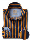 Cosmo Mustard Striped Full sleeve single cuff   Cotton Shirt