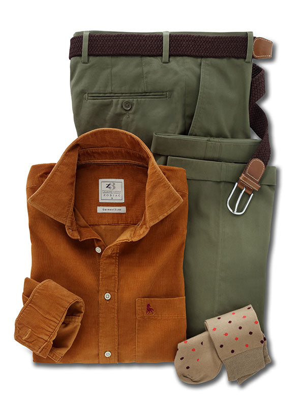 Innsbruck Mustard Corduroy Full sleeve single cuff   Cotton Shirt