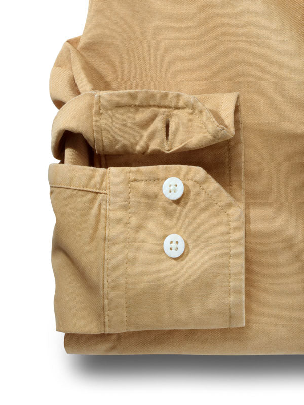 Murren Oxford Garment Dyed Mustard Solid Full Sleeve Tailored Fit Casual Shirt