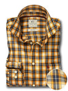 Kane Herringbone Mustard Check Full Sleeve Tailored Fit Casual Cotton Shirt