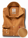 Neymar Twill Garment Dyed Mustard Solid Full Sleeve Tailored Fit Casual Cotton Shirt