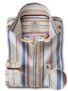 Ferdinand Oxford Mustard Striped Full Sleeve Tailored Fit Casual Cotton Shirt