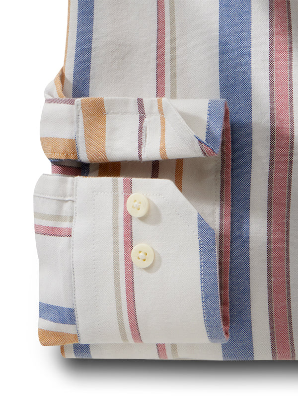 Ferdinand Oxford Mustard Striped Full Sleeve Tailored Fit Casual Cotton Shirt