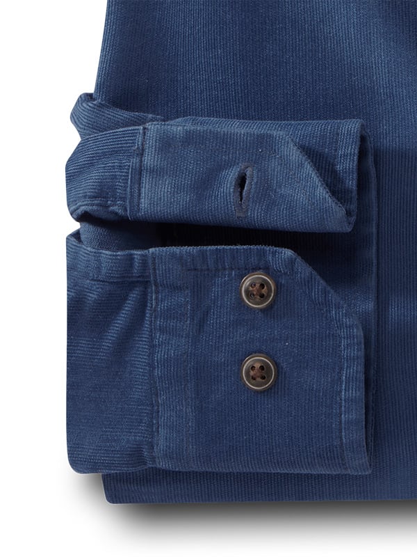 Alcaraz Corduroy Garment Dyed Navy Full Sleeve Tailored Fit Casual Cotton Shirt