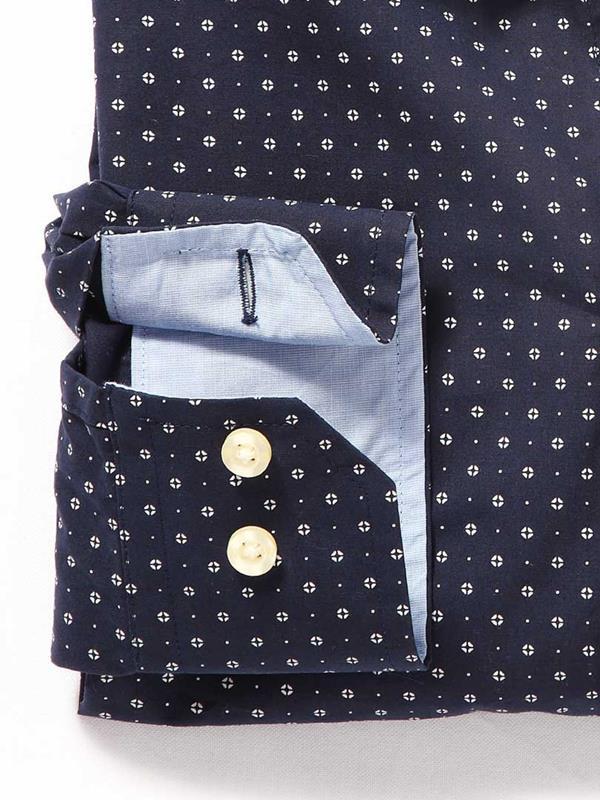 Trinidad Navy Printed Cotton Shirt