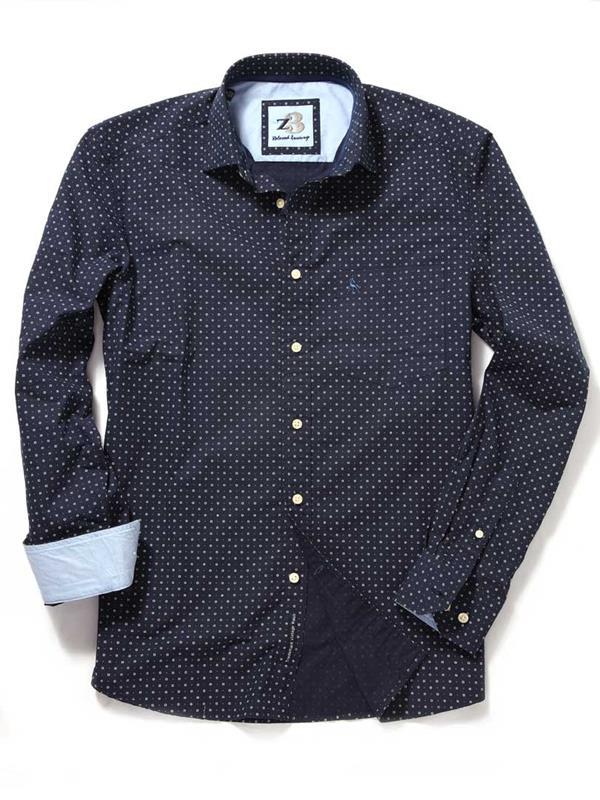 Trinidad Navy Printed Cotton Shirt