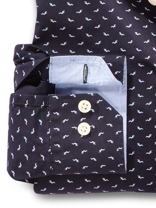 Dove Navy Printed Cotton Shirt