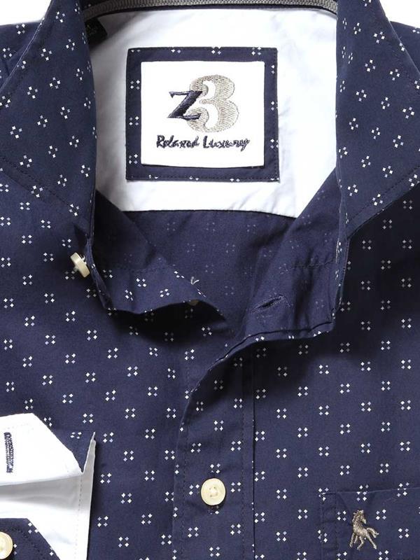 Cook Navy Printed Cotton Shirt
