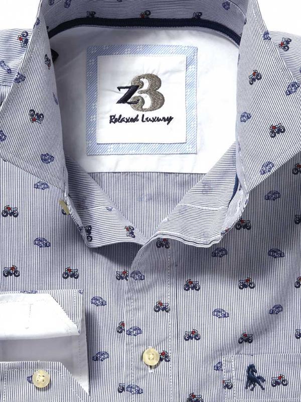 Racing Navy Printed Blended Shirt